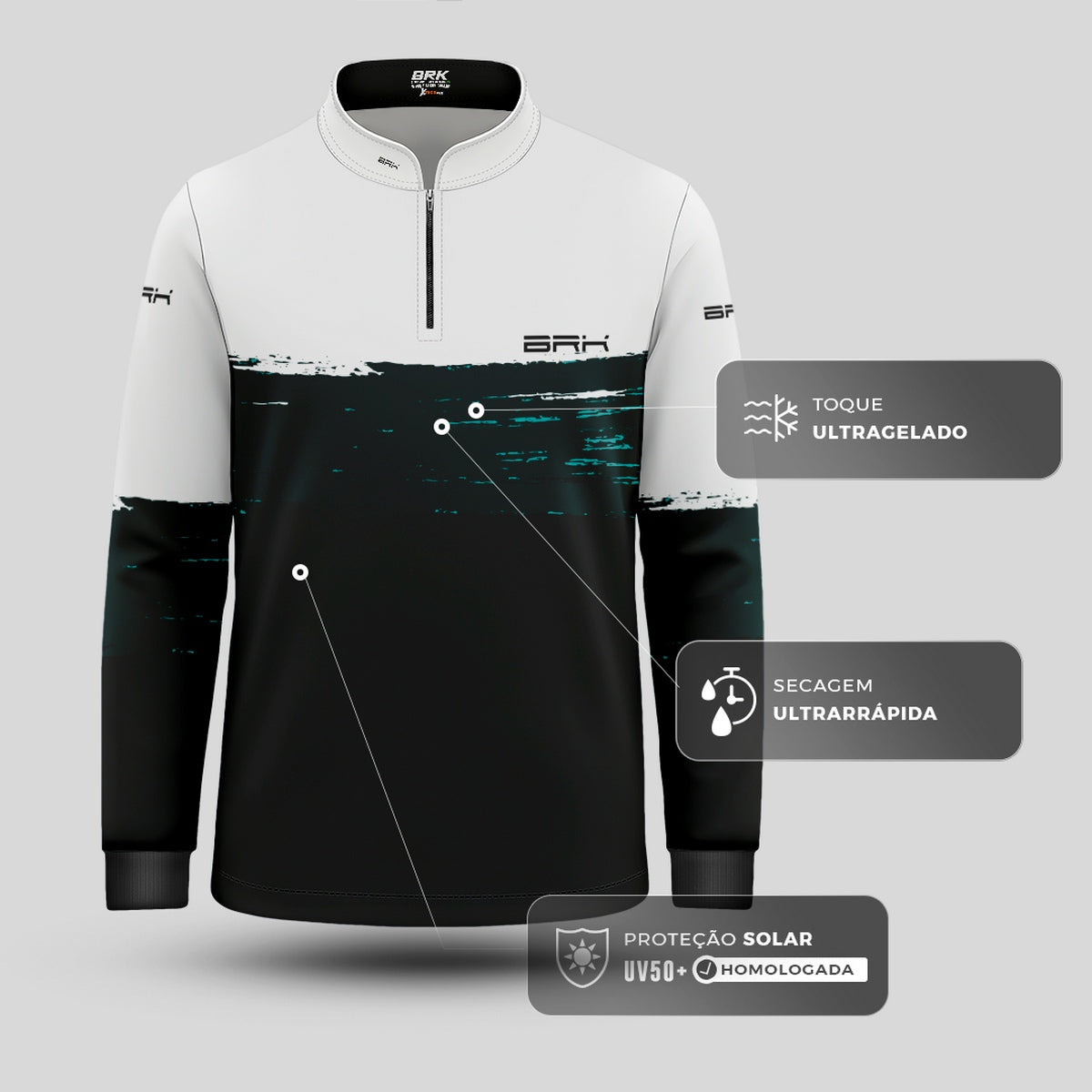 Camisa de Pesca Infantil Brk Grunge White com UV 50+ - Brk Fishing