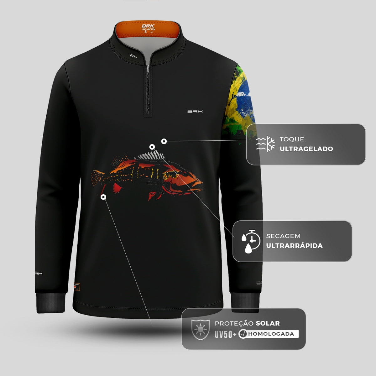Camisa de Pesca Infantil Brk Tucunaré Açu Amazon com Proteção UV50+ - Brk Fishing