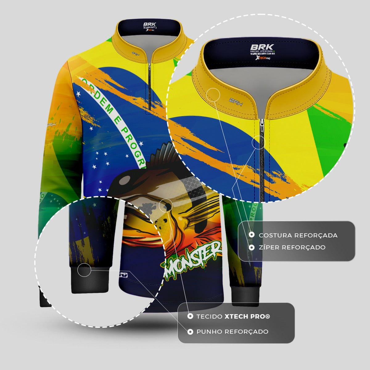 Camisa de Pesca Infantil Brk Tucunaré Açu Brasil com Proteção UV50+ - Brk Fishing