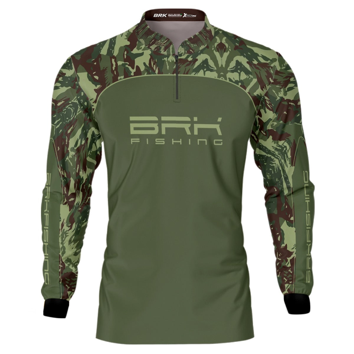 Camisa de Pesca Brk Verde Militar com Proteção UV50+ - Brk Fishing