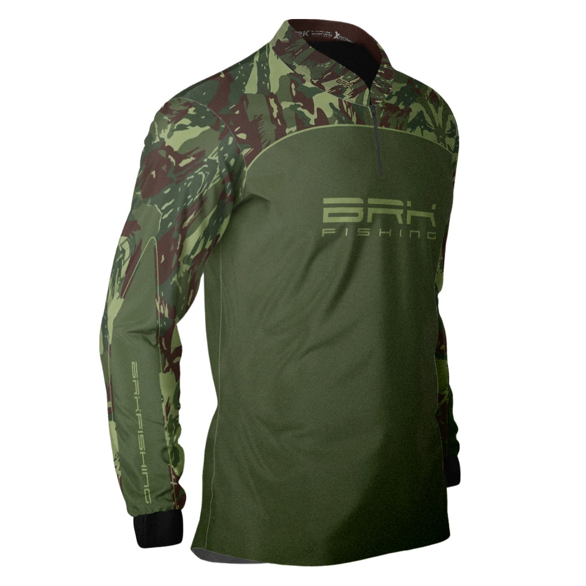Camisa de Pesca Brk Verde Militar com Proteção UV50+ - Brk Fishing