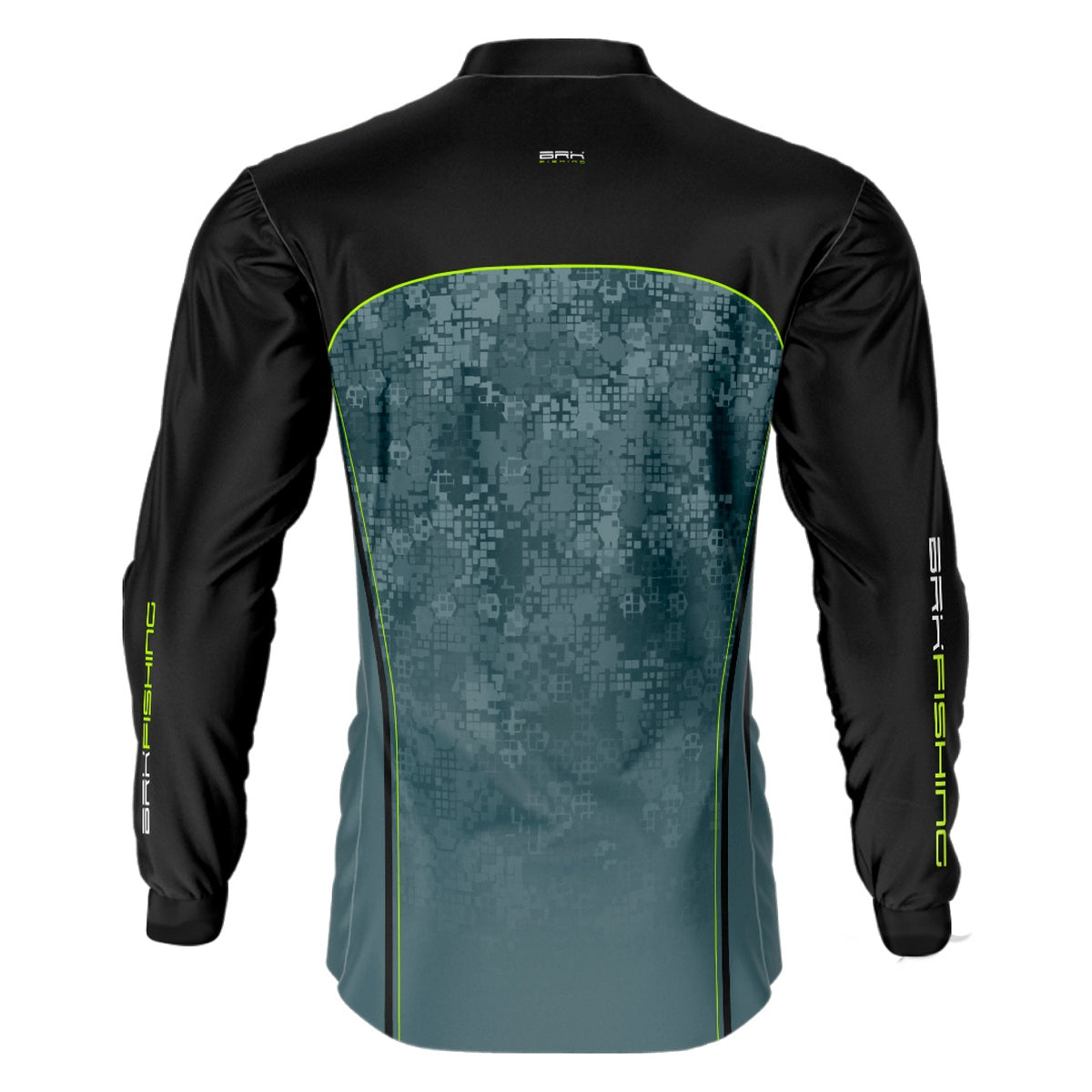 Camisa de Pesca Brk Preta e Azul Camo com Proteção UV50+ - Brk Fishing