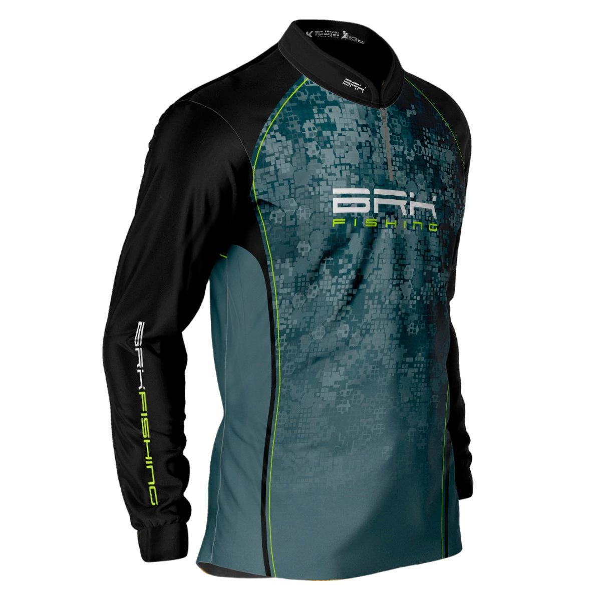 Camisa de Pesca Brk Preta e Azul Camo com Proteção UV50+ - Brk Fishing