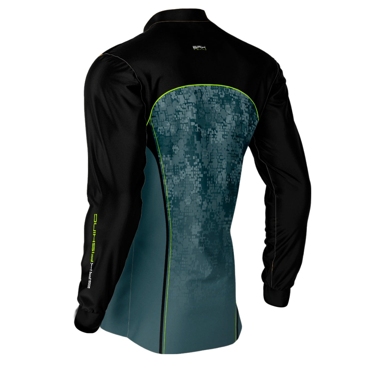 Camisa de Pesca Brk Preta e Azul Camo com Proteção UV50+ - Brk Fishing