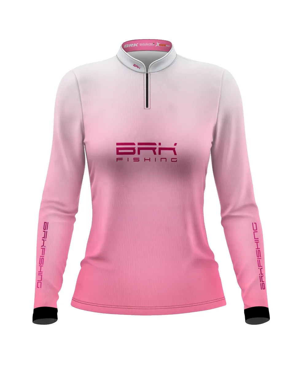 Camisa Feminina de Pesca  Brk Fishing Rosa Bebê Proteção UV50+ - Brk Fishing