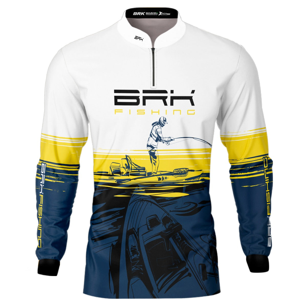 Camisa de Pesca Brk Amarelo e Azul Kayak Fishing com UV50+ - Brk Fishing