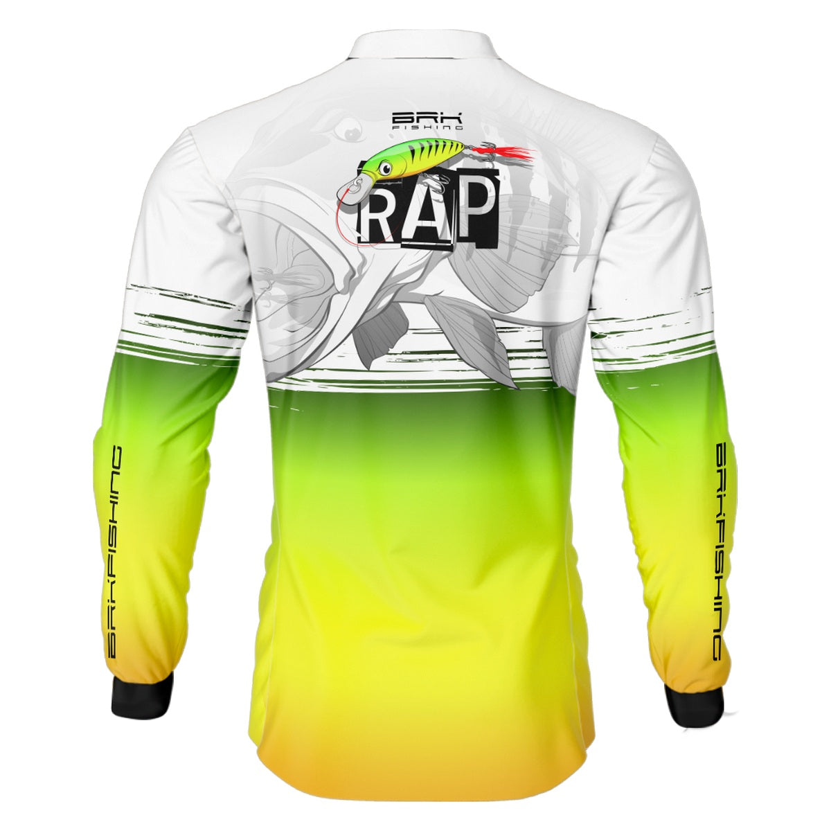 Camisa de Pesca Brk Isca Artificial XRAP Verde e Branca com UV50+ - Brk Fishing