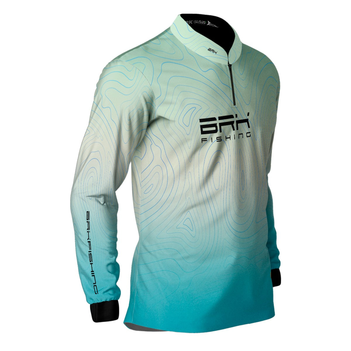 Camisa de Pesca Brk Ciano e Branco com Proteção UV50+ - Brk Fishing