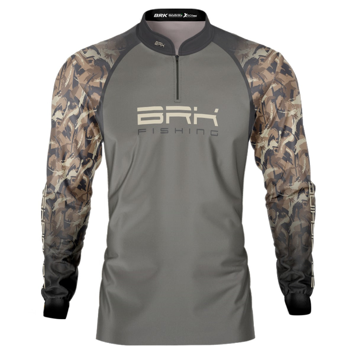 Camisa de Pesca Brk Camuflada e Cinza com Proteção UV50+ - Brk Fishing
