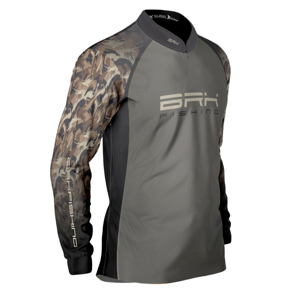 Camisa de Pesca Brk Camuflada e Cinza com Proteção UV50+ - Brk Fishing