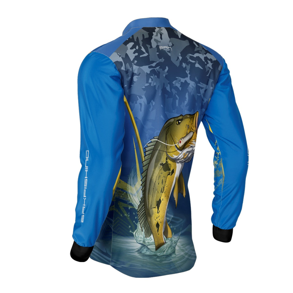Camisa de Pesca Azul Escuro Brk Tucunaré Amarelo com UV50+ - Brk Fishing
