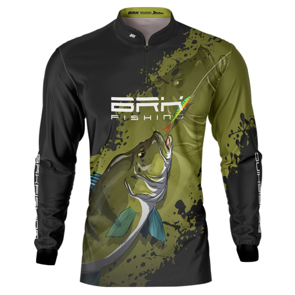 Camisa de Pesca Preto e Musgo Brk Tucunaré Azul com UV50+ - Brk Fishing
