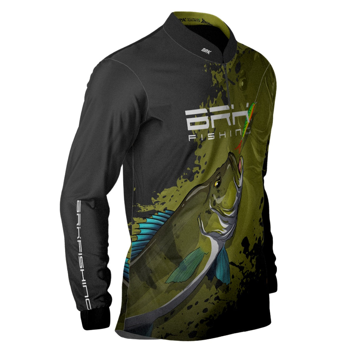 Camisa de Pesca Preto e Musgo Brk Tucunaré Azul com UV50+ - Brk Fishing