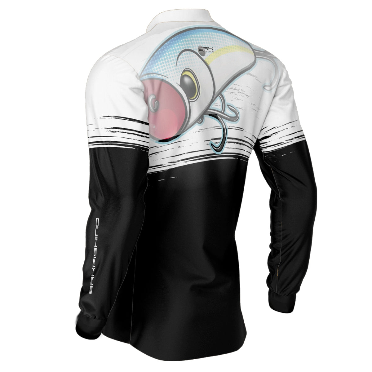 Camisa de Pesca Brk Lures Popper Branco e Preto com UV50+ - Brk Fishing