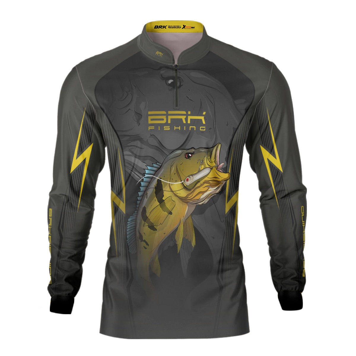 Camisa de Pesca Brk Cinza Tucunaré Vazorelli com UV50+ - Brk Fishing