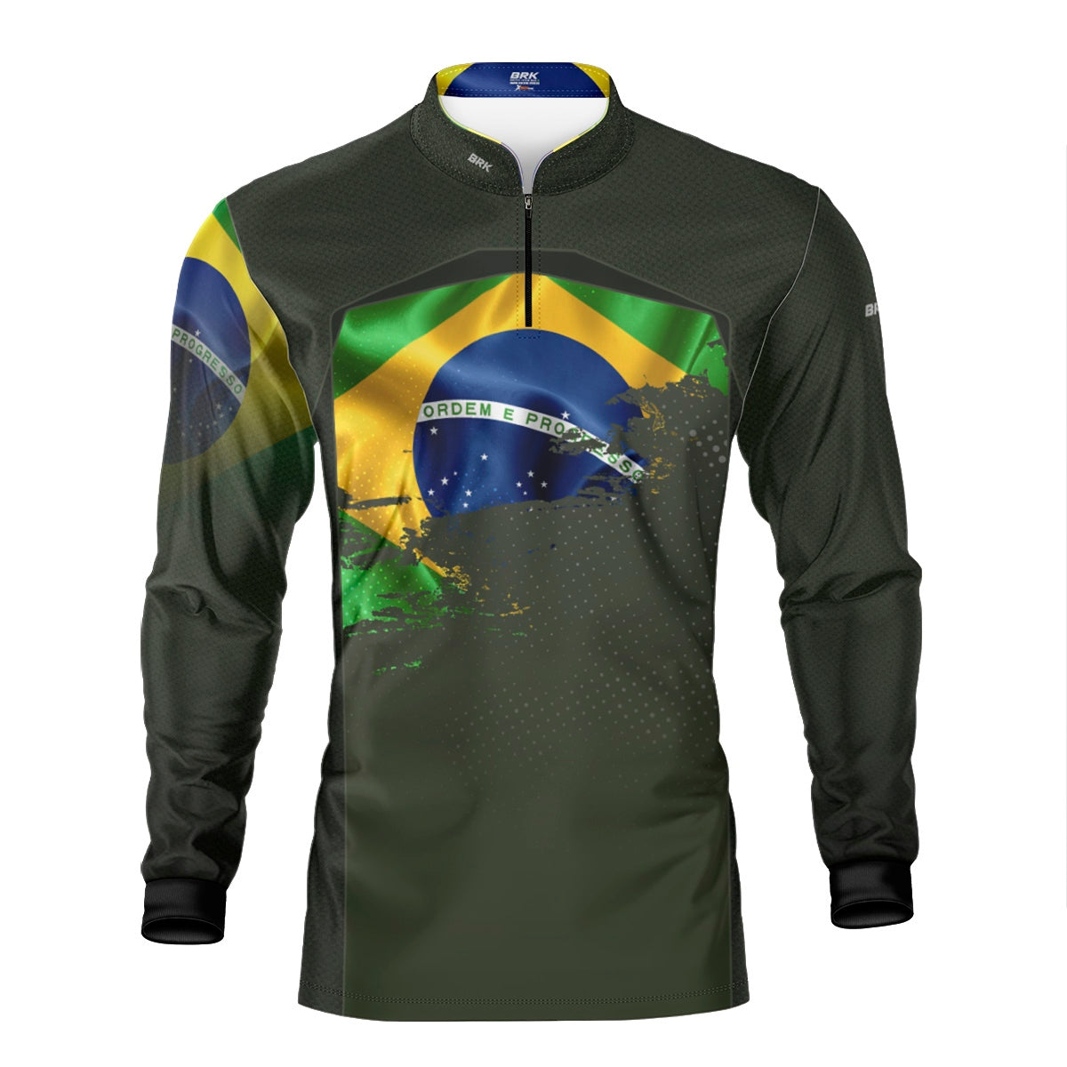 Camisa Agro Brk Brasil Verde Oliva com Proteção Solar UV50+ - Brk Fishing