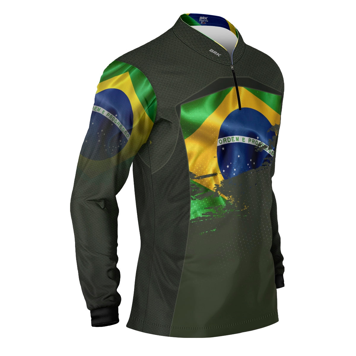 Camisa Agro Brk Brasil Verde Oliva com Proteção Solar UV50+ - Brk Fishing