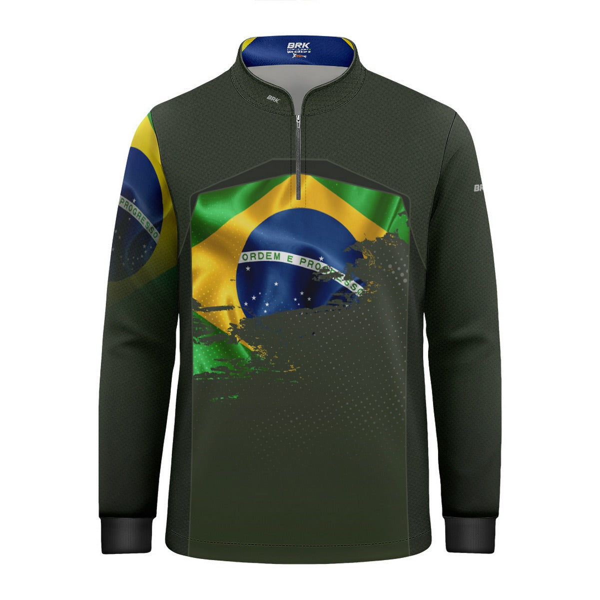 Camisa Agro Infantil Brk Brasil Verde Oliva com Proteção Solar UV50+ - Brk Fishing