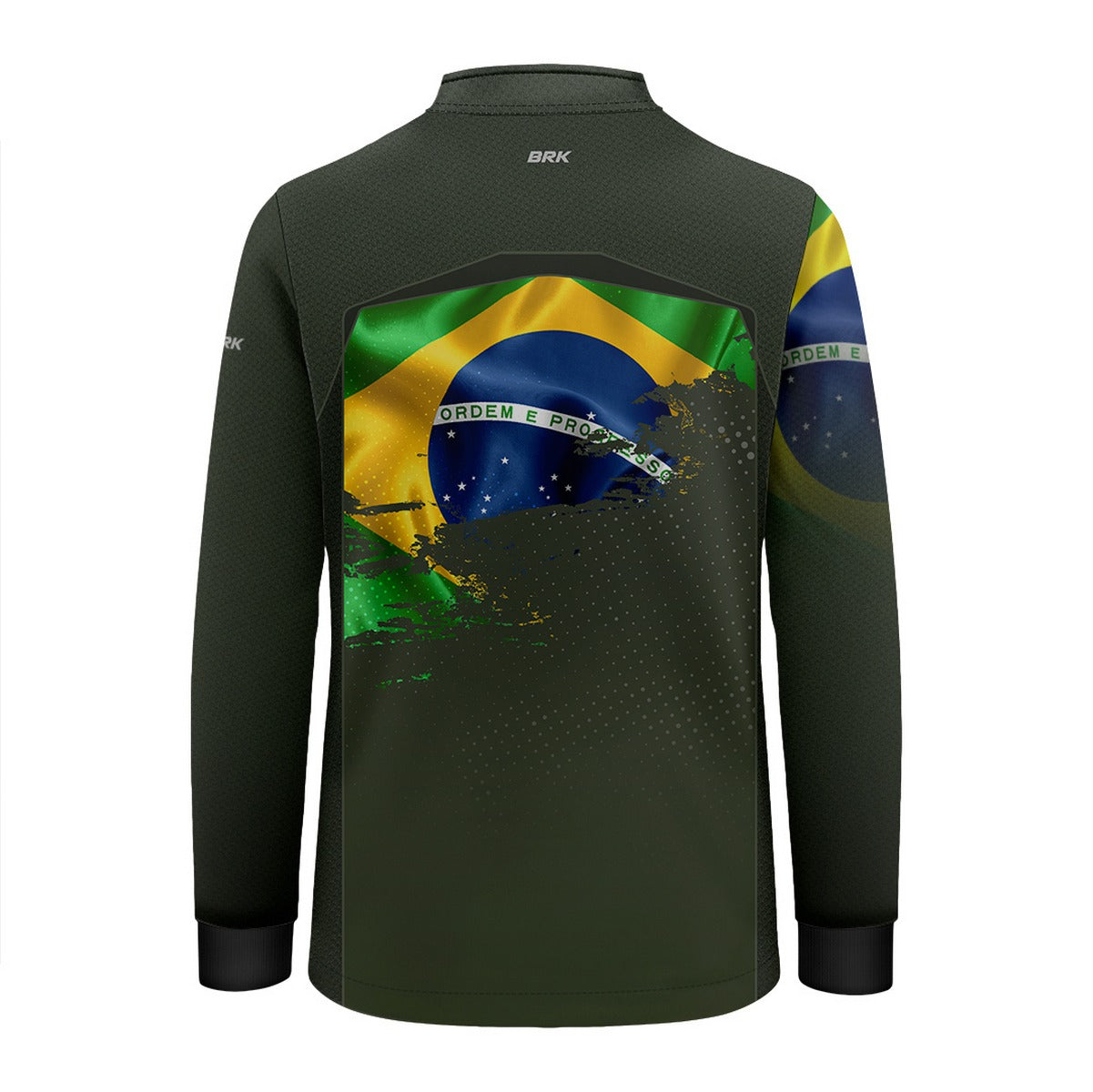Camisa Agro Infantil Brk Brasil Verde Oliva com Proteção Solar UV50+ - Brk Fishing