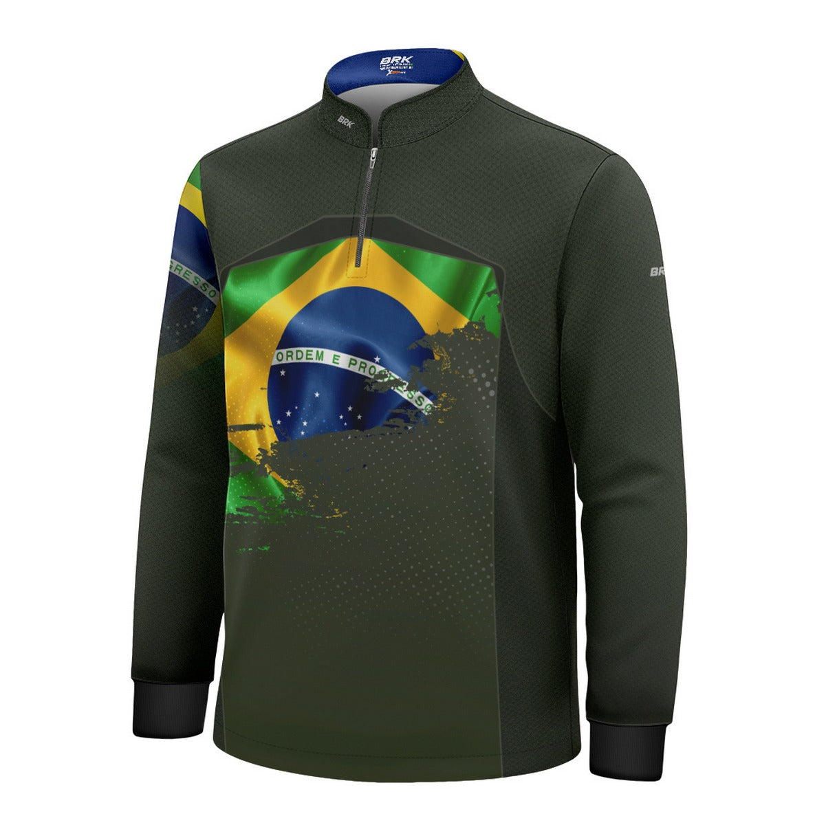 Camisa Agro Infantil Brk Brasil Verde Oliva com Proteção Solar UV50+ - Brk Fishing