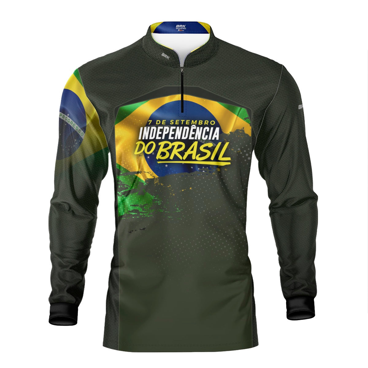 Camisa Agro Brk Independência do Brasil Verde Oliva com Proteção Solar UV50+ - Brk Fishing