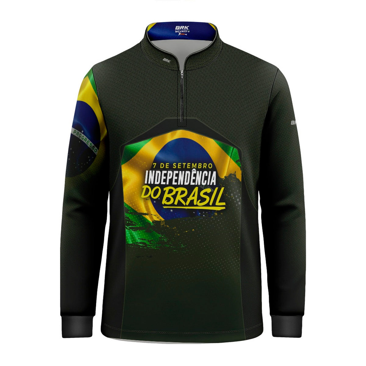 Camisa Agro Infantil Brk Independência do Brasil Verde Oliva com Proteção Solar UV50+ - Brk Fishing