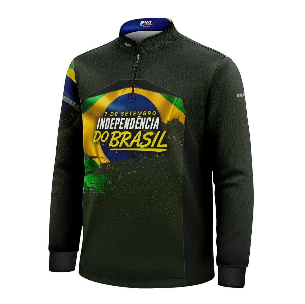 Camisa Agro Infantil Brk Independência do Brasil Verde Oliva com Proteção Solar UV50+ - Brk Fishing