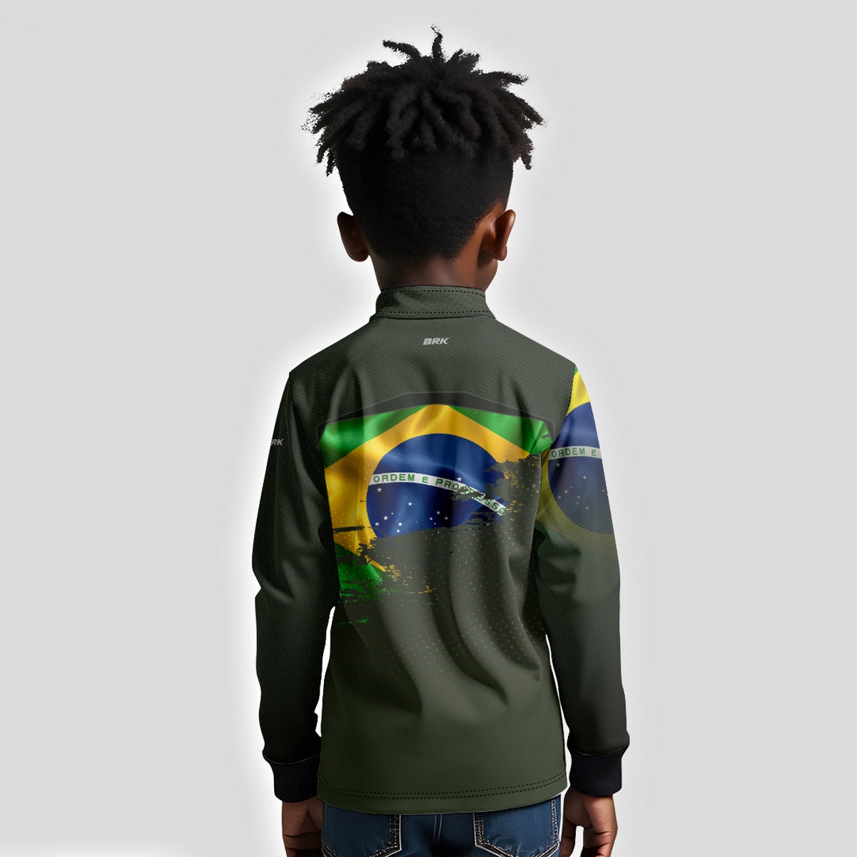 Camisa Agro Infantil Brk Independência do Brasil Verde Oliva com Proteção Solar UV50+ - Brk Fishing