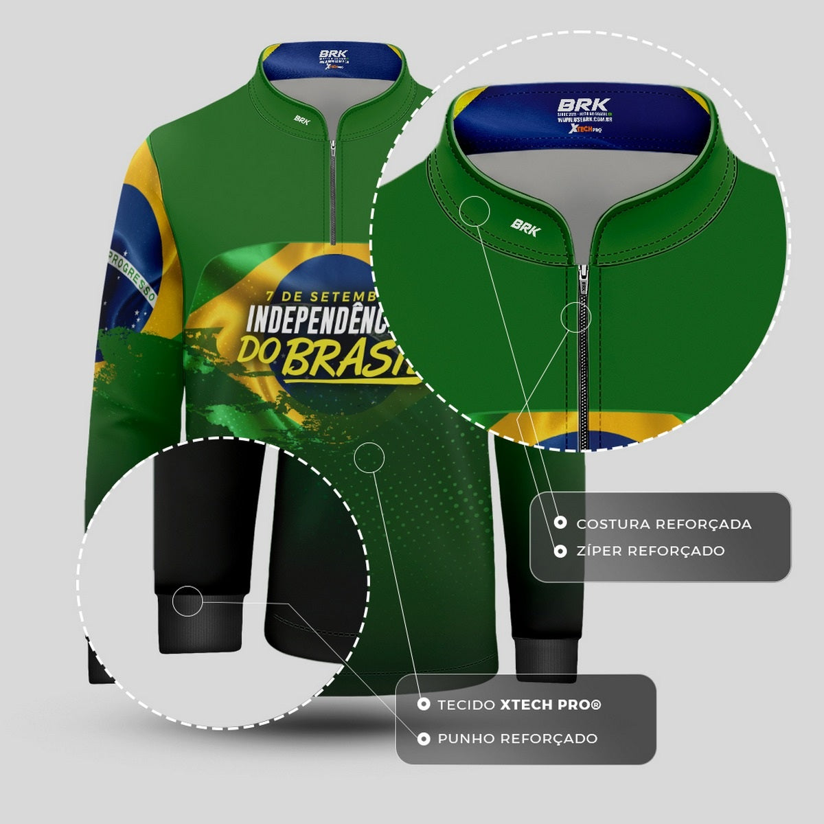 Camisa Agro Infantil Brk Independência Brasil com Proteção Solar UV50+ - Brk Fishing