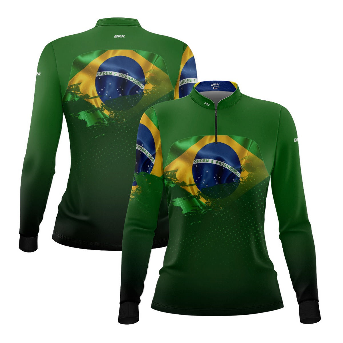 Camisa Agro Feminina Brk Brasil Verde com Proteção Solar UV50+ - Brk Fishing