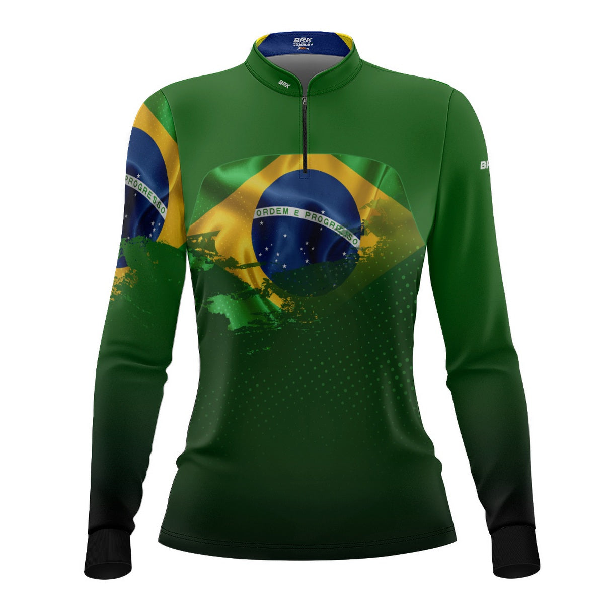 Camisa Agro Feminina Brk Brasil Verde com Proteção Solar UV50+ - Brk Fishing