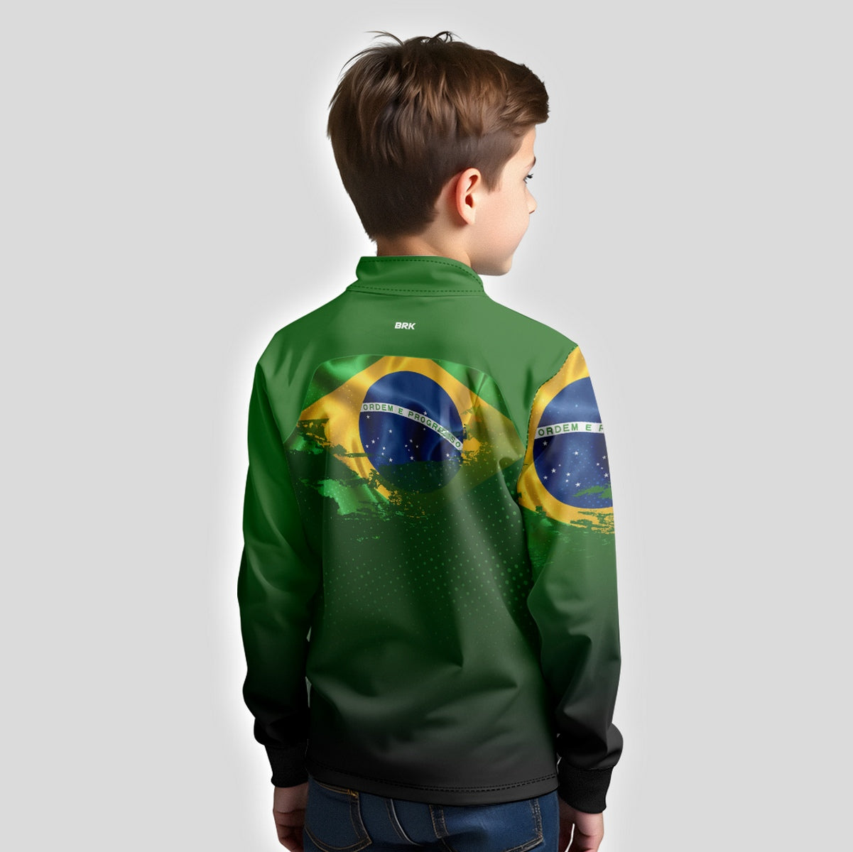 Camisa Agro Infantil Brk Brasil Verde com Proteção Solar UV50+ - Brk Fishing