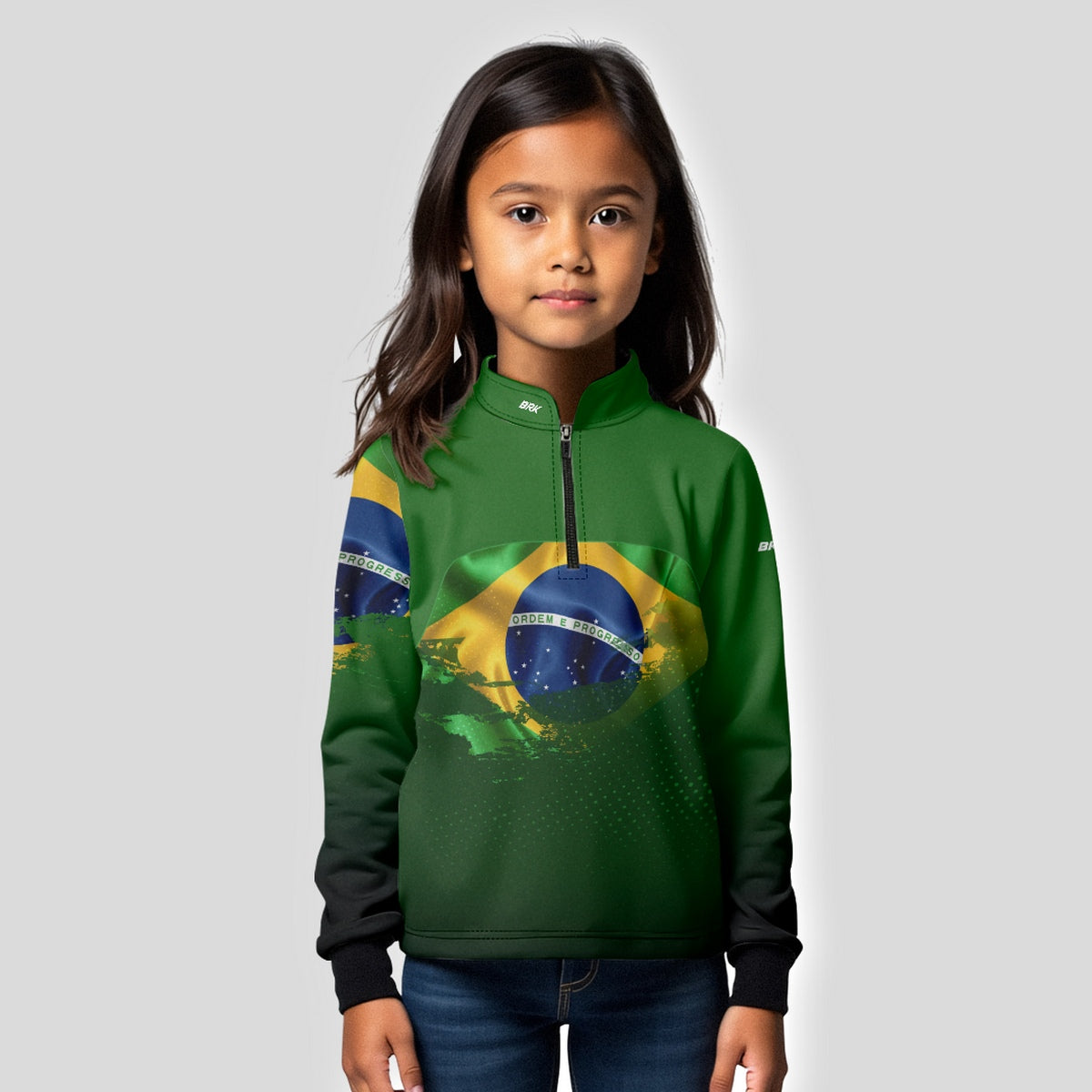 Camisa Agro Infantil Brk Brasil Verde com Proteção Solar UV50+ - Brk Fishing