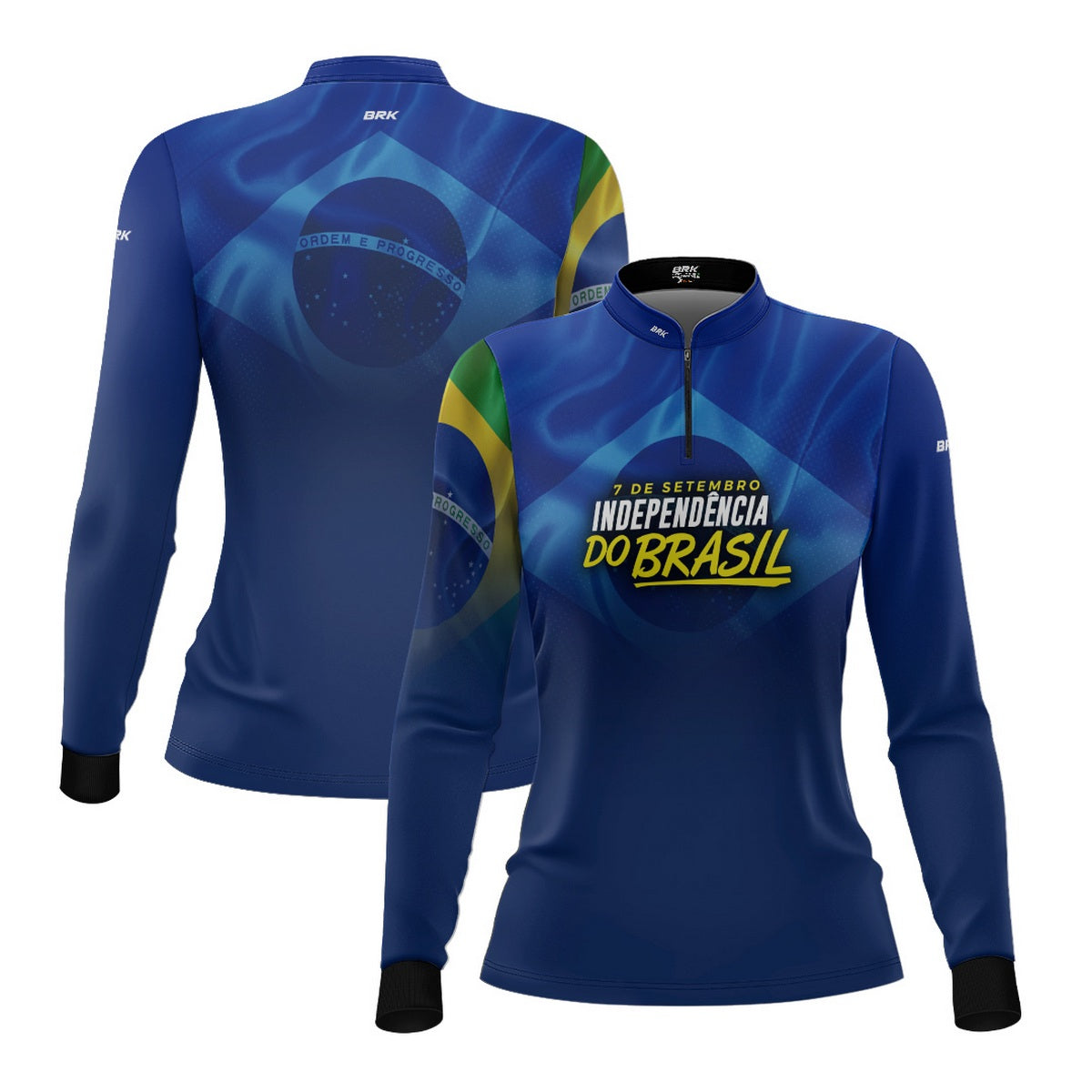 Camisa Agro Feminina Brk Independência Brasil Azul com Proteção Solar UV50+ - Brk Fishing