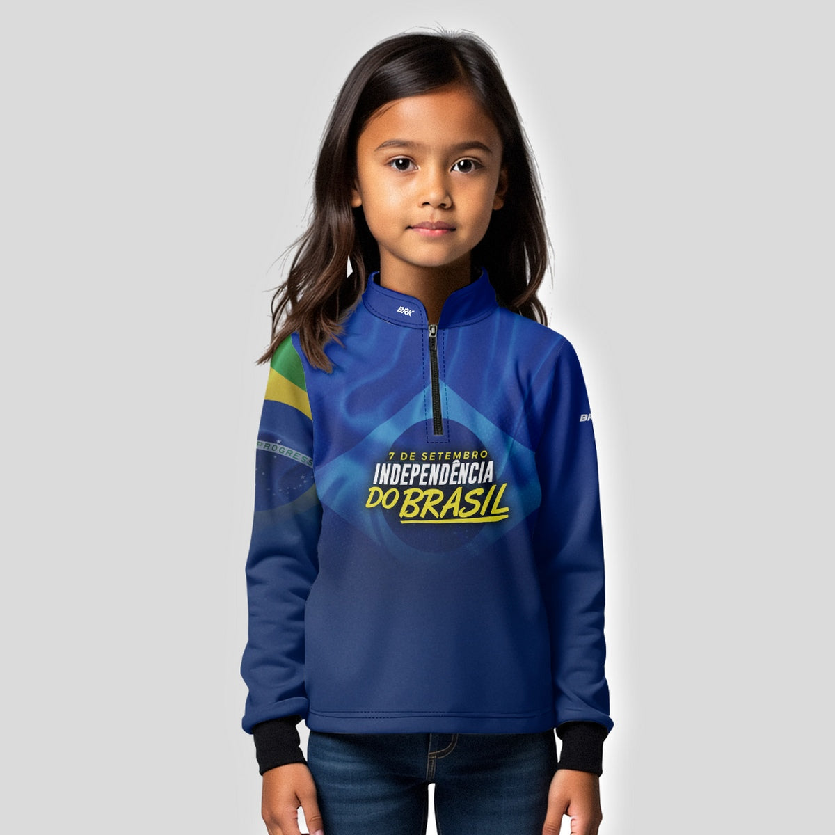Camisa Agro Infantil Brk Independência Brasil Azul com Proteção Solar UV50+ - Brk Fishing