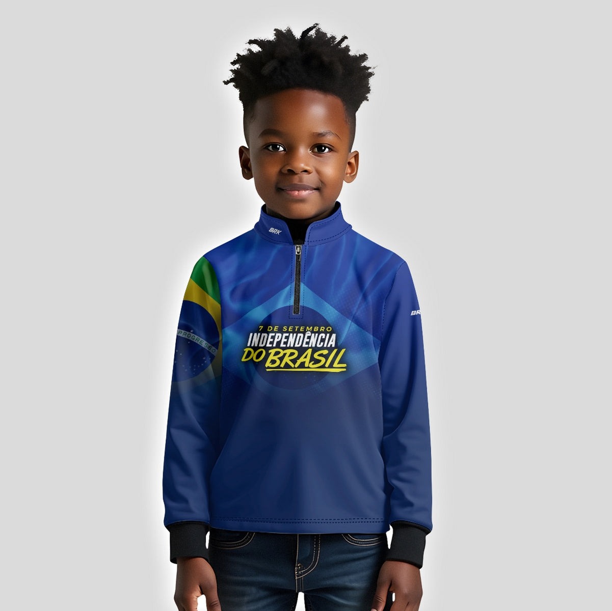Camisa Agro Infantil Brk Independência Brasil Azul com Proteção Solar UV50+ - Brk Fishing