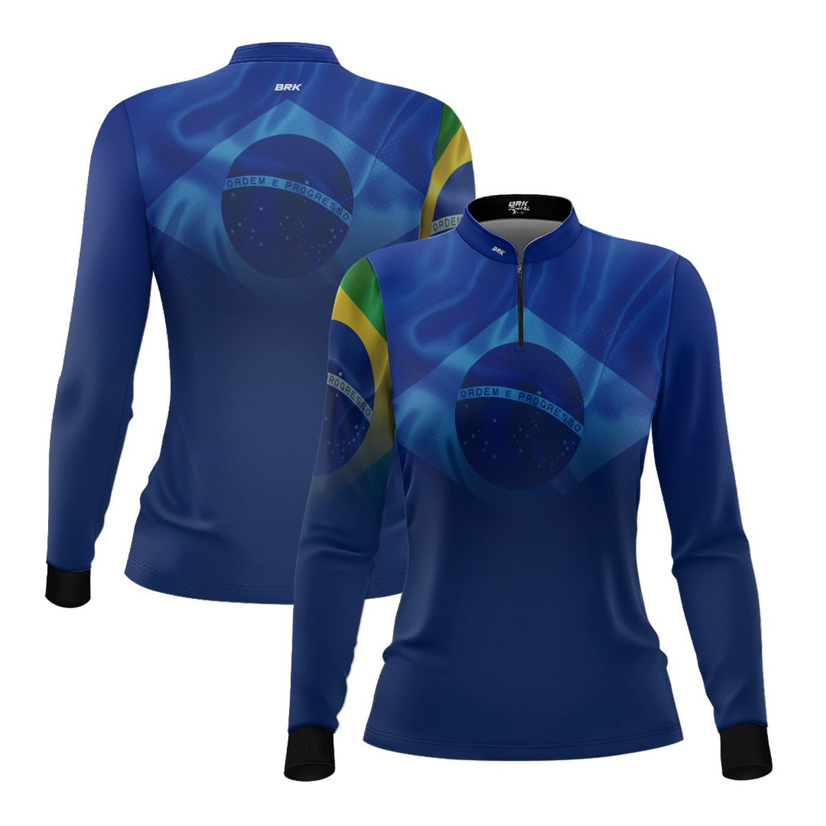 Camisa Agro Feminina Brk Brasil Azul com Proteção Solar UV50+ - Brk Fishing