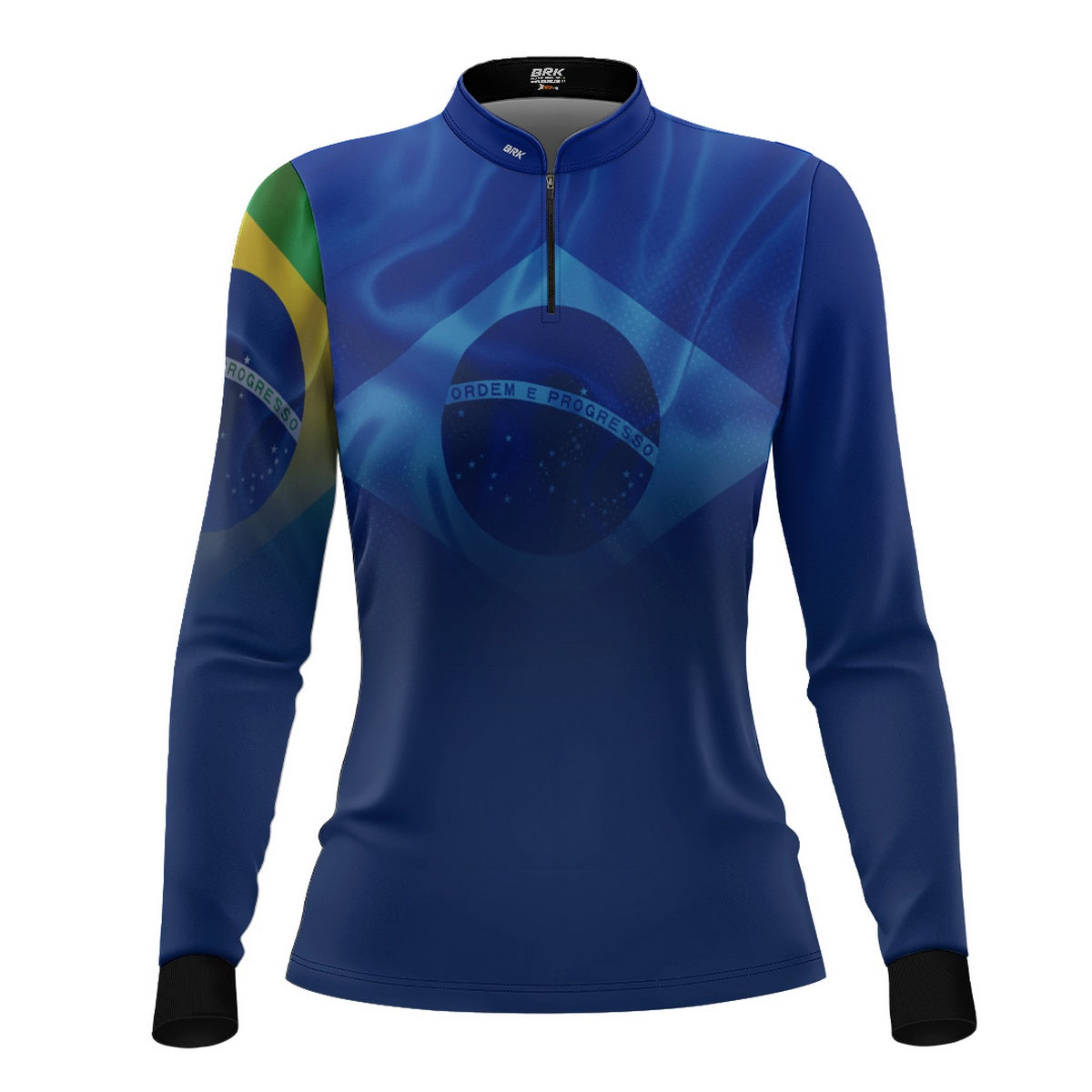 Camisa Agro Feminina Brk Brasil Azul com Proteção Solar UV50+ - Brk Fishing
