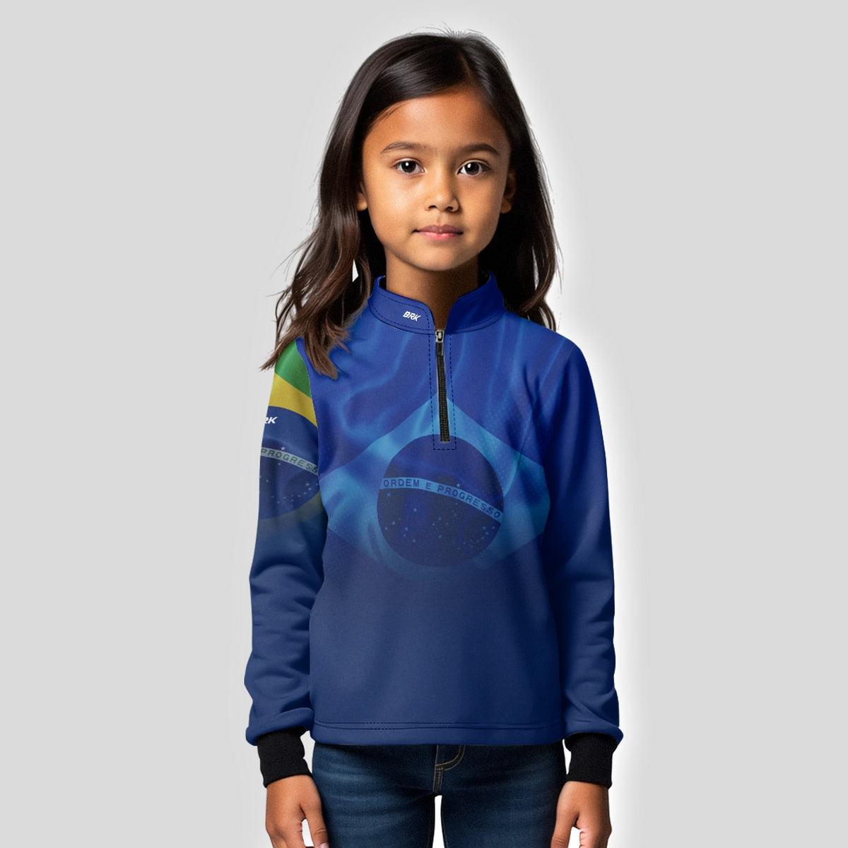 Camisa Agro Infantil Brk Brasil Azul com Proteção Solar UV50+ - Brk Fishing