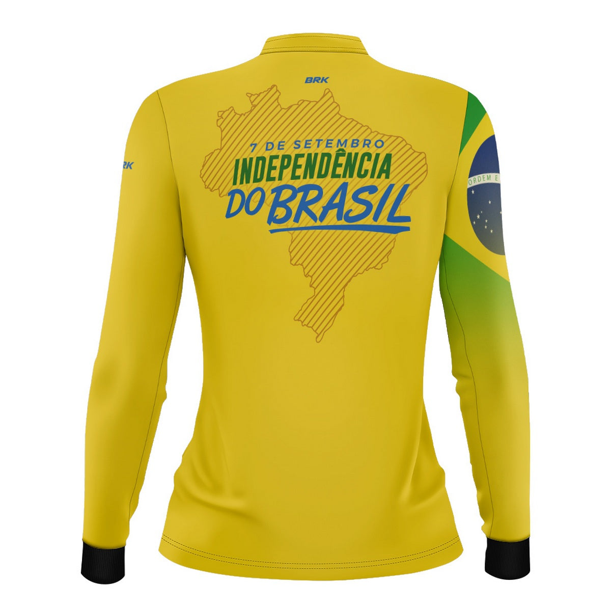 Camisa Agro Feminina Brk Independência Brasil Amarelo com Proteção Solar UV50+ - Brk Fishing