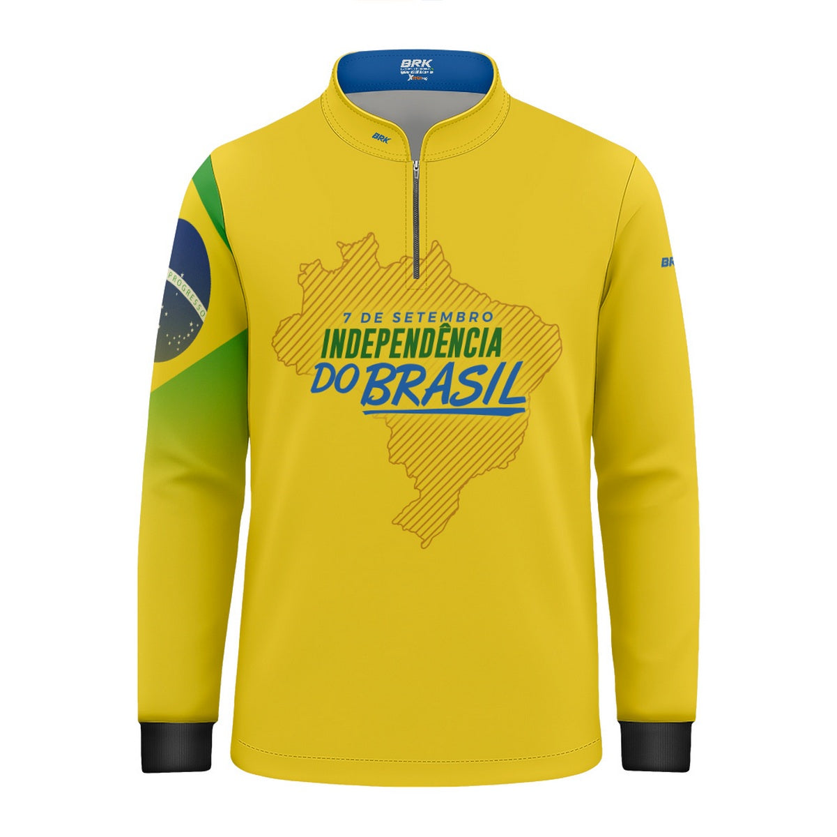 Camisa Agro Infantil Brk Independência Brasil Amarelo com Proteção Solar UV50+ - Brk Fishing
