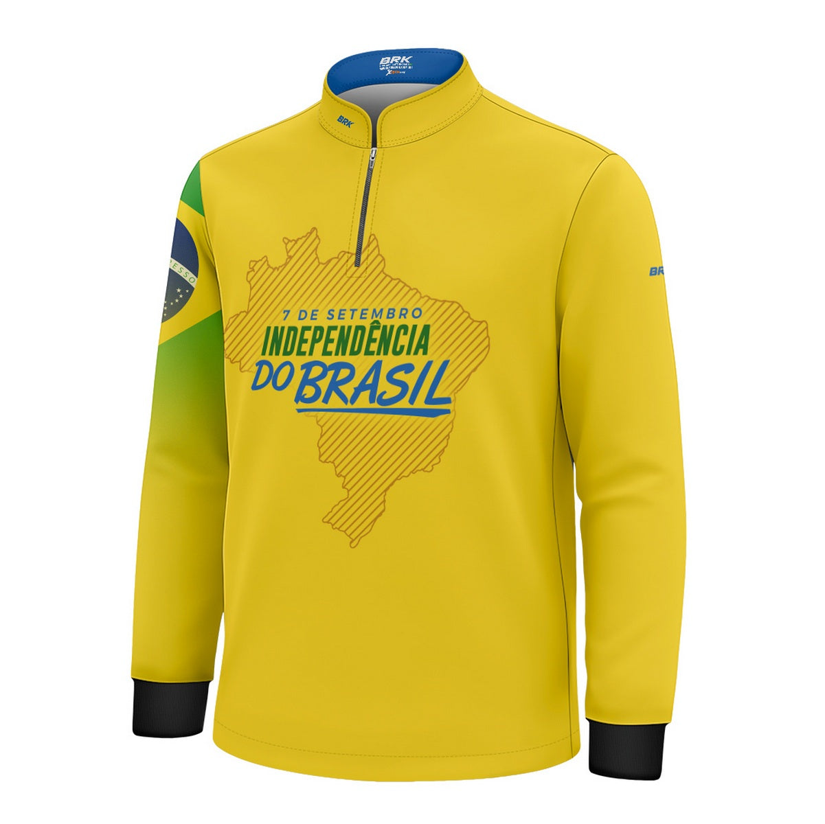 Camisa Agro Infantil Brk Independência Brasil Amarelo com Proteção Solar UV50+ - Brk Fishing