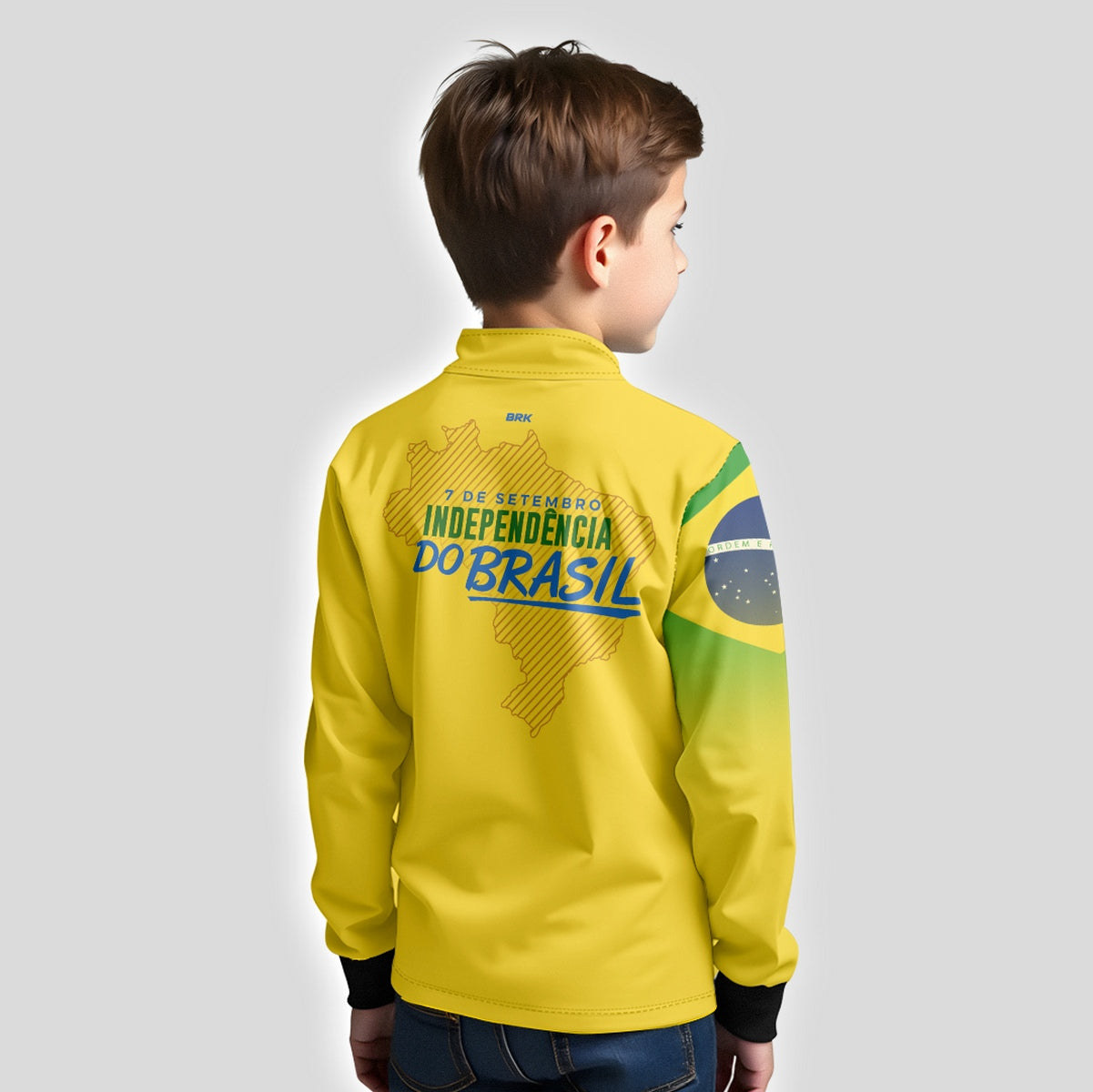 Camisa Agro Infantil Brk Independência Brasil Amarelo com Proteção Solar UV50+ - Brk Fishing