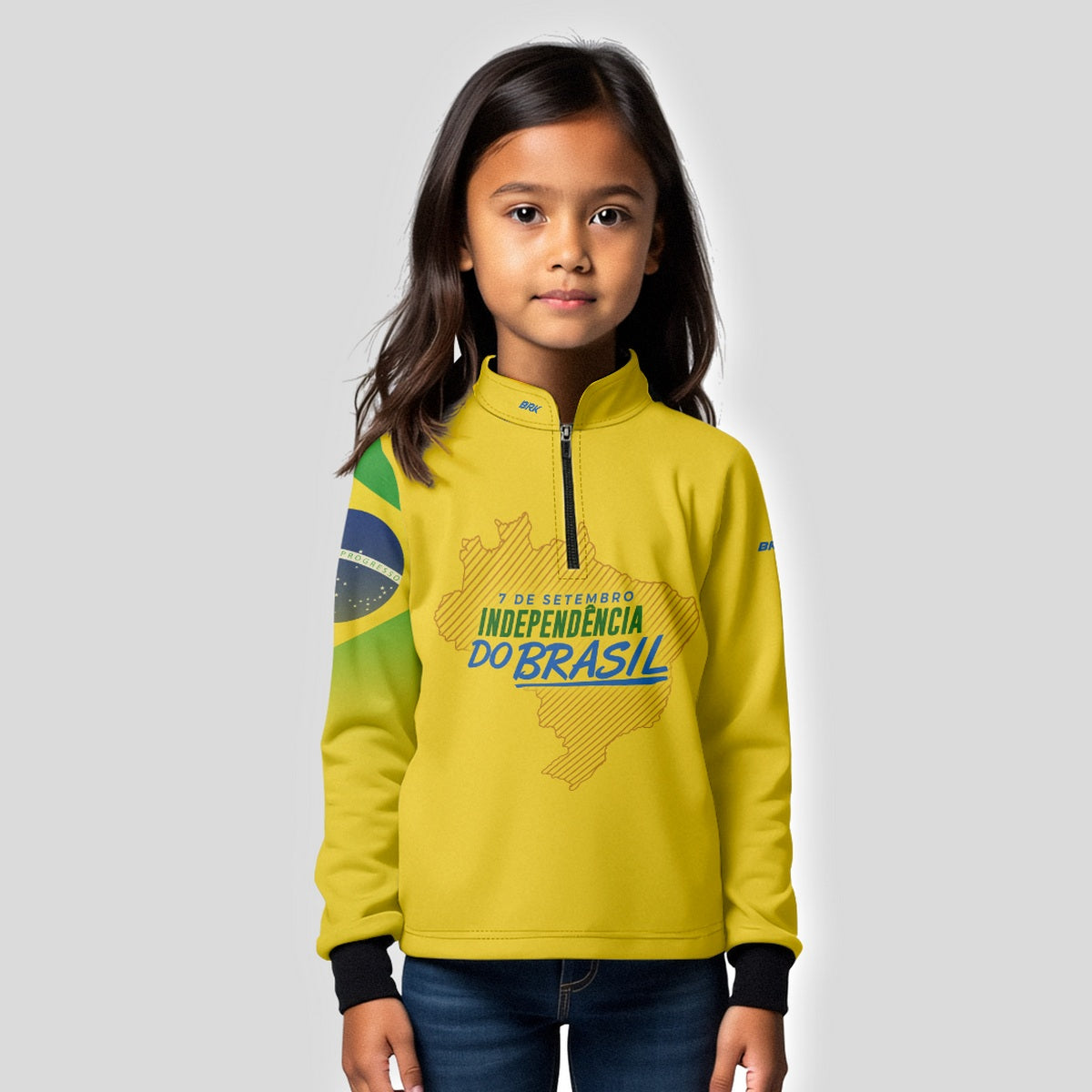 Camisa Agro Infantil Brk Independência Brasil Amarelo com Proteção Solar UV50+ - Brk Fishing