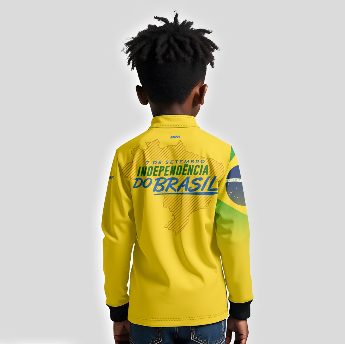 Camisa Agro Infantil Brk Independência Brasil Amarelo com Proteção Solar UV50+ - Brk Fishing