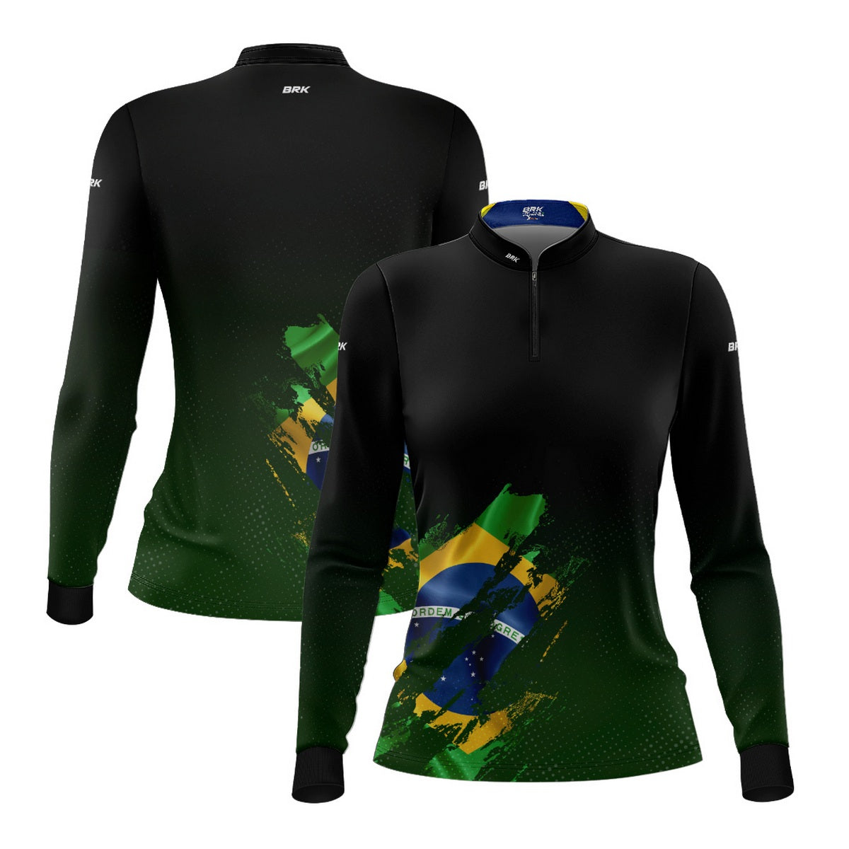Camisa Agro Feminina Brk Bandeira Brasil Lateral com Proteção Solar UV50+ - Brk Fishing