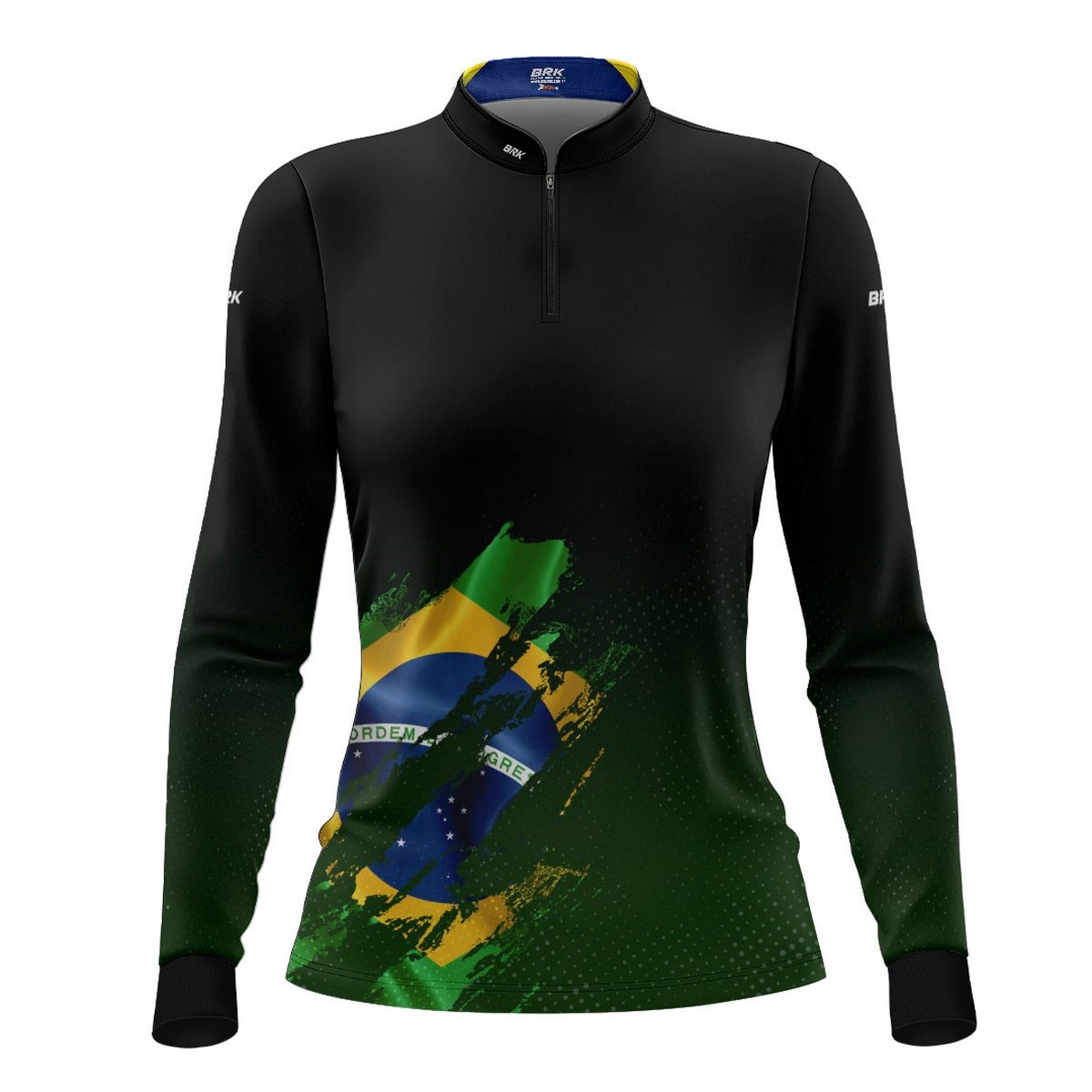 Camisa Agro Feminina Brk Bandeira Brasil Lateral com Proteção Solar UV50+ - Brk Fishing