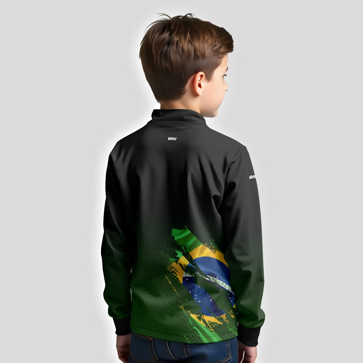 Camisa Agro Infantil Brk Bandeira Brasil Lateral com Proteção Solar UV50+ - Brk Fishing