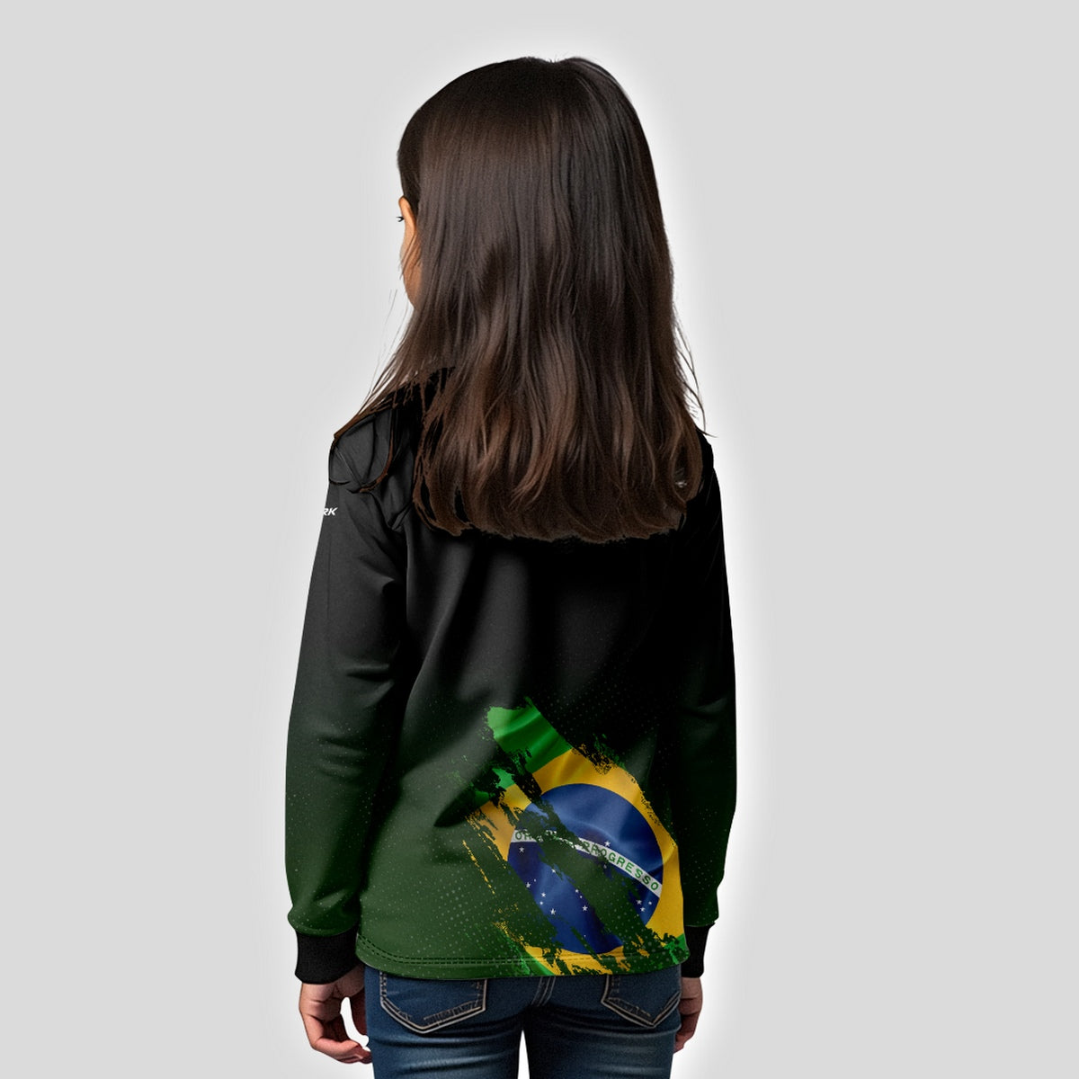 Camisa Agro Infantil Brk Bandeira Brasil Lateral com Proteção Solar UV50+ - Brk Fishing