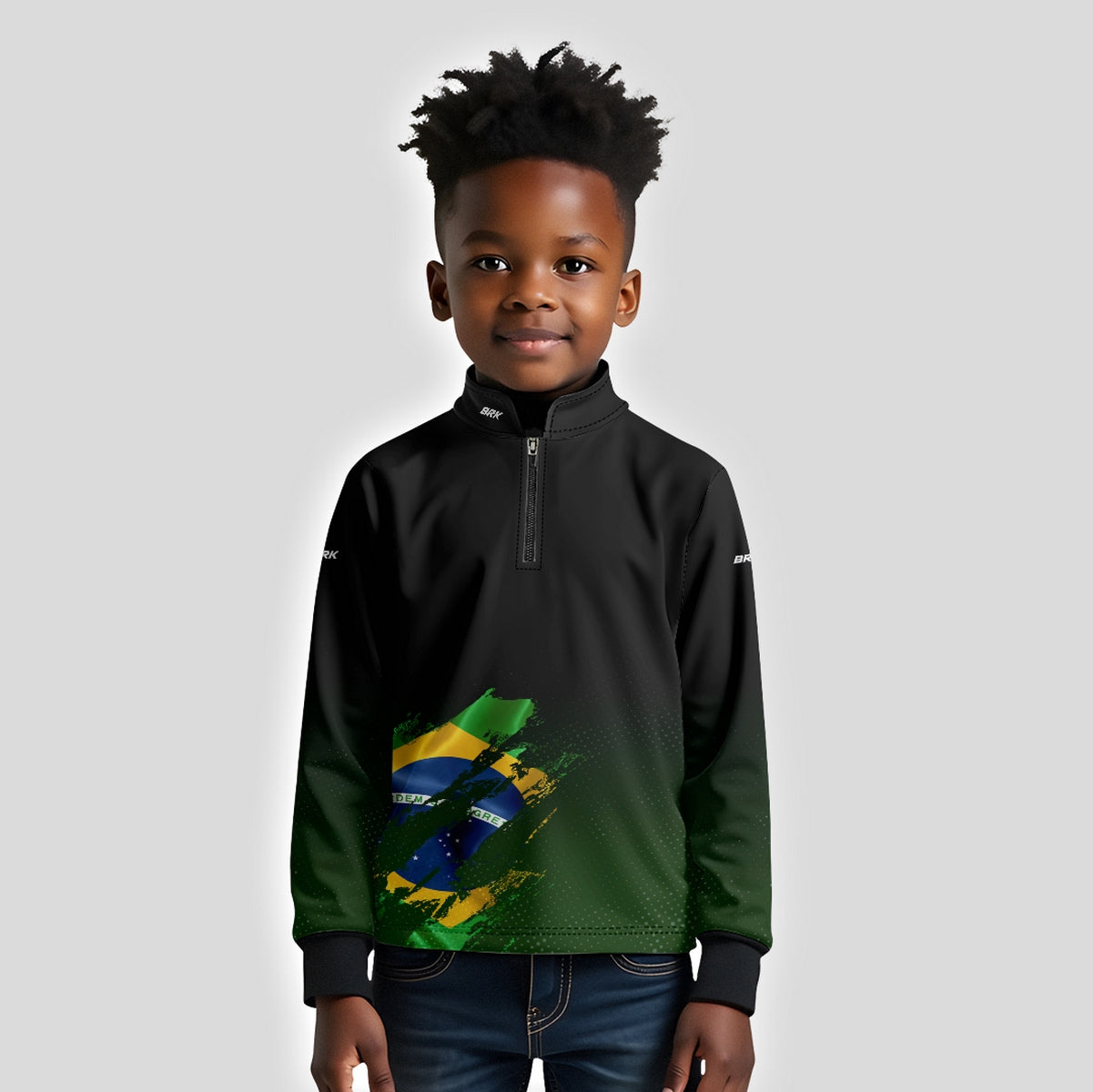 Camisa Agro Infantil Brk Bandeira Brasil Lateral com Proteção Solar UV50+ - Brk Fishing